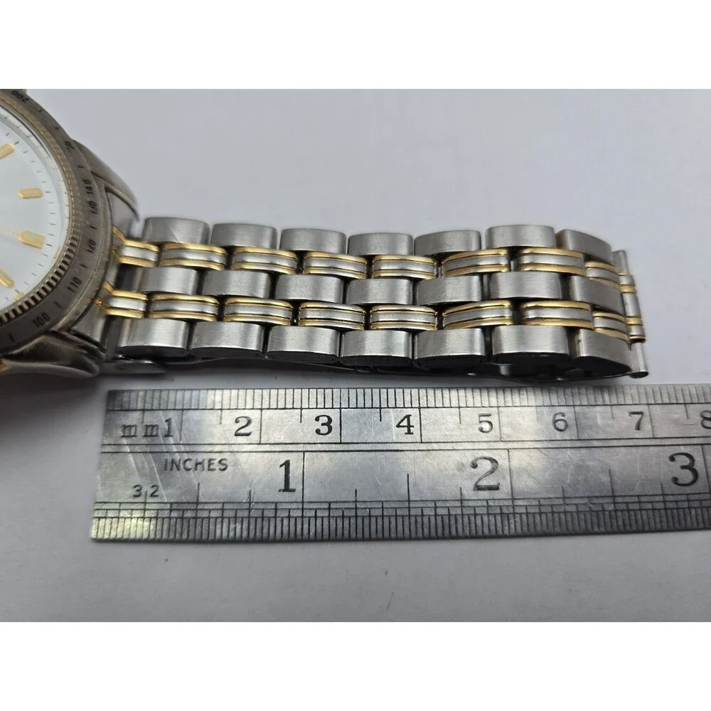 Pierre Cardin Mens Tachymeter Date 41mm Watch Two Tone Silver Gold New Battery